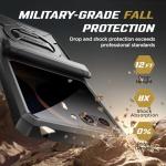 TONGATE for Motorola Razr 2025 Case/Razr 2024 Case with Privacy Screen Protector, [360° Spin Magnetic Stand] [Compatible with Magsafe] [Hinge Protection] Full-Body Military Drop Phone Cover, Black