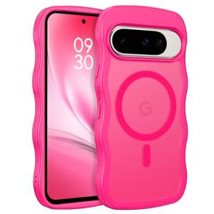 BENTOBEN Magnetic for Google Pixel 10 Case Cute, Curly Wavy Pixel10 Case [Compatible with MagSafe], Anti-Slip Shockproof Matte Slim Women Girls Boys Phone Cover for Google 10 6.3", Hot Pink