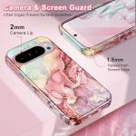 Btscase for Google Pixel 10 Pro Case/Pixel 10 Case 2025 [Military Grade Shockproof] Stylish Marble Pattern Slim Protective 3 Layers Hard PC+Soft Silicone Rugged Women Men Anti-Scratch Cover, Rose Gold