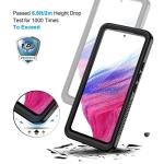 Lanhiem for Samsung Galaxy A53 5G Case, IP68 Waterproof Dustproof with Built-in Screen Protector, Heavy Duty Full Body Protective Phone Case for Samsung A53 5G, Black/Clear