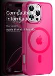 Newfuture Designed for iPhone 16 Pro Max Case with Magnetic [13 FT Military Drop Protection] [Compatible with Magsafe] Slim Translucent Matte Shockproof with Anti-Fingerprint Phone Case, Hot Pink
