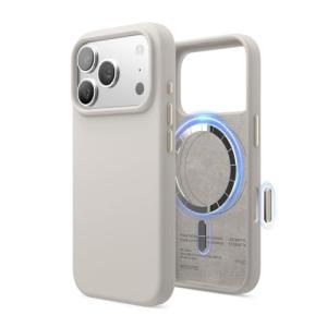 elago for iPhone 17 Pro Case, Premium Magnetic Silicone Case, Compatible with MagSafe, Liquid Silicone Material, Protective Cover, Shockproof, Slim Phone, 6.3 inch (Stone)