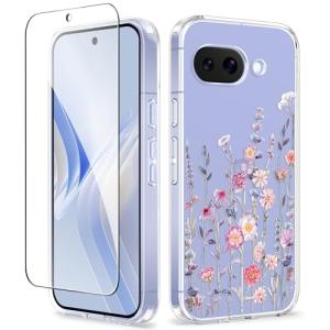 GVIEWIN for Google Pixel 9a Case, [Screen Protector] [Military Grade Protection] Clear Floral Slim Shockproof Protective Women Phone Case Cover for Pixel 9a (Floratopia/Colorful)