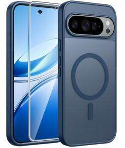 FNTCASE for Google Pixel 10 & 10 Pro Case: for Pixel 9 & 9 Pro Case | Magnetic Matte Shockproof Rugged Translucent Phone Cover - Military Grade Drop Proof Sturdy Slim Protective Cases (6.3 inch/Blue)