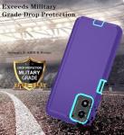 Qinmay Phone Case for Motorola Moto G Play 2024 4G Case with HD Screen Protector, Heavy Duty Shockproof & Dropproof 3-Layer Cover Phone Case for Moto G Play 2024 (PurpleSkyBlue)
