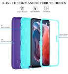 Qinmay Phone Case for Motorola Moto G Play 2024 4G Case with HD Screen Protector, Heavy Duty Shockproof & Dropproof 3-Layer Cover Phone Case for Moto G Play 2024 (PurpleSkyBlue)