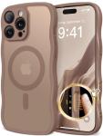 CAPRARO for iPhone 16 Pro Case for Women Girls, Upgraded [Full Camera Protection] [Compatible with MagSafe] Cute Wave Translucent Matte Phone Case for iPhone 16 Pro, Brown
