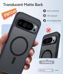 FNTCASE for Google Pixel 10 & 10 Pro Case: for Pixel 9 & 9 Pro Case | Magnetic Matte Shockproof Rugged Translucent Phone Cover - Military Grade Drop Proof Sturdy Slim Protective Cases (6.3 inch/Black)