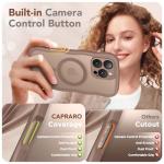 CAPRARO for iPhone 16 Pro Case for Women Girls, Upgraded [Full Camera Protection] [Compatible with MagSafe] Cute Wave Translucent Matte Phone Case for iPhone 16 Pro, Brown