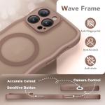 CAPRARO for iPhone 16 Pro Case for Women Girls, Upgraded [Full Camera Protection] [Compatible with MagSafe] Cute Wave Translucent Matte Phone Case for iPhone 16 Pro, Brown