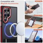 MALEWOLF Magnetic for Samsung Galaxy S22 Ultra Case with 3 Stand Ways, [Invisible Stand] Color-Blocked with Anti-Slip Edge Anti-Drop Shockproof Slim Phone Case for Galaxy S22 Ultra 6.8” (Black/Red)