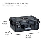 MEIJIA Portable All Weather Waterproof Protective Hard Case,Compact Camera Case with Customizable Fit Foam,Fit Use of Drones,Camera,Equipments, Elegant Black,20.62 x16.85x8.11inches