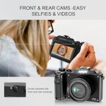Yatao Digital Camera with WiFi, 4K 5K 64MP Photography Camera Kit for YouTube, Front and Rear Dual Camera for Convenient Selfie, Equipped with 64GB Micro Card, Wide & Macro Lens, Card Reader
