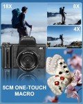 4K Digital Camera for Photography - 64MP WiFi Vlogging Camera for YouTube One-Touch Macro - UHD Autofocus Video Cameras with 4.0" Touch Screen, 18X Digital Zoom, Lens Hood, 3000mAH Battery, 32GB Card
