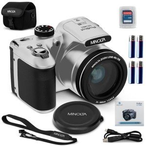 Minolta MN40Z 20MP Digital Camera – 40x Optical Zoom, 1080p FHD Video, 3.0" LCD, Wi-Fi, Face/Smile/Blink Detection – Silver