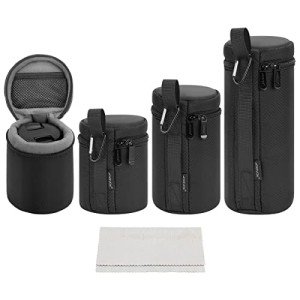 ARVOK Camera Lens Case, Water Resistant Protective Pouch for DSLR Camera, 4 Size Thick Bag for Nikon, Tamron, Sigma, Pentax, Sony, Fuji, Panasonic (4 Pack)
