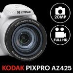 KODAK PIXPRO AZ425-WH 20MP Digital Camera 42X Optical Zoom 24mm Wide Angle Lens 1080P Full HD Video Optical Image Stabilization Li-Ion Battery 3" LCD Vlogging Camera (White)