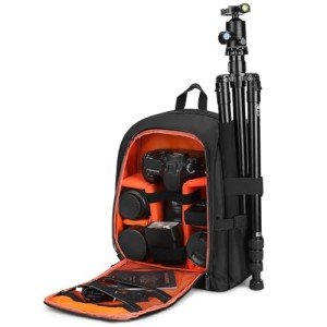 Camera Backpack Waterproof by G-raphy for DSLR/SLR Cameras (Canon, Nikon, Sony and etc), Laptops, Tripods, Flashes, Lenses and Accessories (Orange)