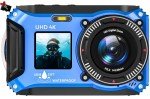Digital Camera - 4K 56MP 33FT UHD Underwater Camera for Snorkeling with 32GB Card Dual-Screen Compact Waterproof Dustproof Floatable Camera - Autofocus Point and Shoot Digital Camera 1500mAh Battery