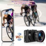 4K Digital Camera for Photography, 64MP WiFi Autofocus Vlogging for YouTube With Super Wide-Angle & Macro Lens, 3" 180 Flip Screen, Video Compact Travel for Beginner, Black