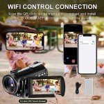 ORDRO 4K Video Camcorder AC3 30X Digital Zoom WiFi Night Vision Camera, 3.0'' IPS Screen Vlogging Camera for YouTube with Mic,Wide Angle Lens,LED Video Light, Handheld Holder, 64GB Card,Two Batteries