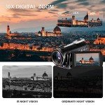 ORDRO 4K Video Camcorder AC3 30X Digital Zoom WiFi Night Vision Camera, 3.0'' IPS Screen Vlogging Camera for YouTube with Mic,Wide Angle Lens,LED Video Light, Handheld Holder, 64GB Card,Two Batteries