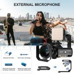 ORDRO 4K Video Camcorder AC3 30X Digital Zoom WiFi Night Vision Camera, 3.0'' IPS Screen Vlogging Camera for YouTube with Mic,Wide Angle Lens,LED Video Light, Handheld Holder, 64GB Card,Two Batteries