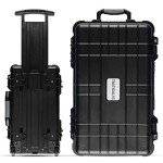 Tactical45 Hard Case with Foam - 22.4 x 14 x 9.4in Wheeled Hard Shell Waterproof Storage Case with Pluck Padding Protective Latching Suitcase for Rifles, Cameras, Handguns, Drones, and Electronics