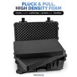 Tactical45 Hard Case with Foam - 22.4 x 14 x 9.4in Wheeled Hard Shell Waterproof Storage Case with Pluck Padding Protective Latching Suitcase for Rifles, Cameras, Handguns, Drones, and Electronics