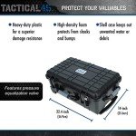 Tactical45 Hard Case with Foam - 22.4 x 14 x 9.4in Wheeled Hard Shell Waterproof Storage Case with Pluck Padding Protective Latching Suitcase for Rifles, Cameras, Handguns, Drones, and Electronics
