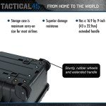 Tactical45 Hard Case with Foam - 22.4 x 14 x 9.4in Wheeled Hard Shell Waterproof Storage Case with Pluck Padding Protective Latching Suitcase for Rifles, Cameras, Handguns, Drones, and Electronics