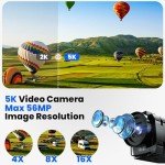 Video Camera Camcorder, 5K 56MP Dual Lens WiFi 3'' 270° Rotatable 16X Digital Zoom Touch Screen Vlogging Camera YouTube Podcast Cameras Recorder with 64GB SD Card, Microphone, Remote Control, Tripod