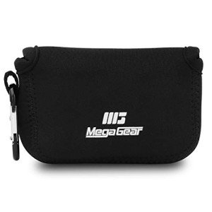 MegaGear Panasonic Lumix DC-ZS200, TZ200, Leica C-Lux Ultra Light Neoprene Camera Case, with Carabiner – Black