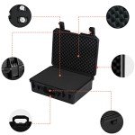 MEIJIA Premium Waterproof Hard Compact Camera Case with customizable fit foam,Full Protection with Light&Convenient Design,19.3"x15.25"x7.3".,Elegant Black