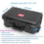 Regetek Waterproof Hard Case with Padded Divider & Wheels, 22 x 14 x 10 Inch Wheeled Rolling Case for Camera, Lenses, drones, Gear, Equipment,Shockproof,IP67,TSA Friendly, Inner 19.8"x 10.9" x 6.8"