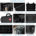 Regetek Waterproof Hard Case with Padded Divider & Wheels, 22 x 14 x 10 Inch Wheeled Rolling Case for Camera, Lenses, drones, Gear, Equipment,Shockproof,IP67,TSA Friendly, Inner 19.8"x 10.9" x 6.8"