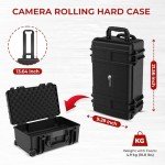 Reflex Camera Large Protective Hard Camera Case suitable for Drones, Lens, DSLR & Guns. Smooth Rolling Wheels Customisable Fit Foam, Waterproof IP67, Shockproof 21.5" x 13.6" x 9.3" inches