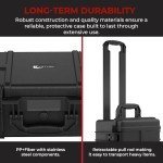 Reflex Camera Large Protective Hard Camera Case suitable for Drones, Lens, DSLR & Guns. Smooth Rolling Wheels Customisable Fit Foam, Waterproof IP67, Shockproof 21.5" x 13.6" x 9.3" inches