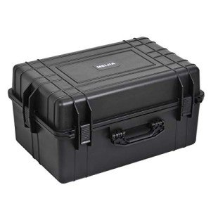 MEIJIA All Weather Waterproof Hard Camera Case,Hard Case with Customizable Fit Foam,Fit Use of Drones,Camera,Equipments,Pistols,Elegant Black (Black, 24.01"x16.92"X12.2")