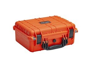 MEIJIA Portable All Weather Waterproof Camera Case with Customizable Fit Foam,Fit Use of Drones, Camera, Equipments, Pistols,15.98x12.99x6.85inches(Orange)