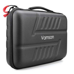 Vamson Large Carrying Case for GoPro Hero 13 12 11 10 9 8 7 6 5/DJI Osmo Action/AKASO/APEMAN/Insta360 One X Camera and Accessories, Hard PU Shell DIY Protective Travel Case Storage Bag Outdoor VP808
