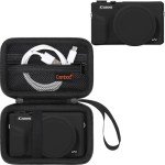 Canboc Case for Canon PowerShot G7X Mark III Digital Camera, 1* Hard Carrying Case + 1* Soft Silicone Cover with Removable Lens Cover, Black (Case Only)