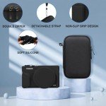 Canboc Case for Canon PowerShot G7X Mark III Digital Camera, 1* Hard Carrying Case + 1* Soft Silicone Cover with Removable Lens Cover, Black (Case Only)