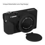 Canboc Case for Canon PowerShot G7X Mark III Digital Camera, 1* Hard Carrying Case + 1* Soft Silicone Cover with Removable Lens Cover, Black (Case Only)