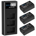 Artman NP-FW50 Battery 3-Pack and Upgraded 3-Slot ZV-E10 Battery LCD Charger for Sony ZV E10, Alpha A6500 A6400 A6300 A6000 A5100 A5000, A7S II, A7S, A7R II, A7R, A7 II, A7, RX10 II III IV Cameras