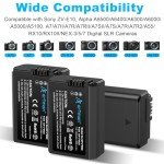 Artman NP-FW50 Battery 3-Pack and Upgraded 3-Slot ZV-E10 Battery LCD Charger for Sony ZV E10, Alpha A6500 A6400 A6300 A6000 A5100 A5000, A7S II, A7S, A7R II, A7R, A7 II, A7, RX10 II III IV Cameras