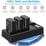 Artman NP-FW50 Battery 3-Pack and Upgraded 3-Slot ZV-E10 Battery LCD Charger for Sony ZV E10, Alpha A6500 A6400 A6300 A6000 A5100 A5000, A7S II, A7S, A7R II, A7R, A7 II, A7, RX10 II III IV Cameras