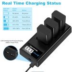 Artman NP-FW50 Battery 3-Pack and Upgraded 3-Slot ZV-E10 Battery LCD Charger for Sony ZV E10, Alpha A6500 A6400 A6300 A6000 A5100 A5000, A7S II, A7S, A7R II, A7R, A7 II, A7, RX10 II III IV Cameras