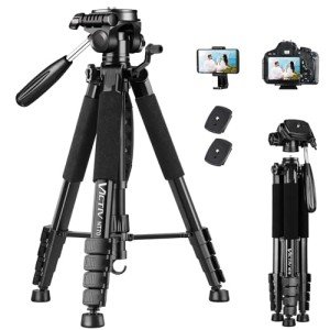 VICTIV 74” Camera Tripod, Tripod for Camera and Phone, Aluminum Heavy Duty Tripod Stand for Canon Nikon with Carry Bag and Phone Holder, Compatible with DSLR, iPhone, Spotting Scopes, Max Load 15 Lb