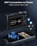 4K Digital Camera for Photography, WiFi 64MP 180° Flip Screen 3" Autofocus Vlogging Camera for YouTube, 16X Zoom Compact Point and Shoot Cameras for Beginner with 32GB Card, 2 Batteries